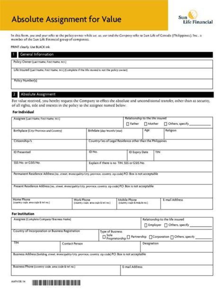 absolute assignment of life insurance