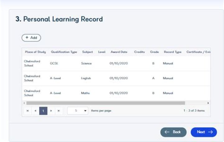 Accessing your personal learning record