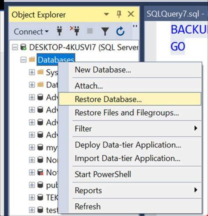 Backup / restore of Microsoft SQL Server (all versions)