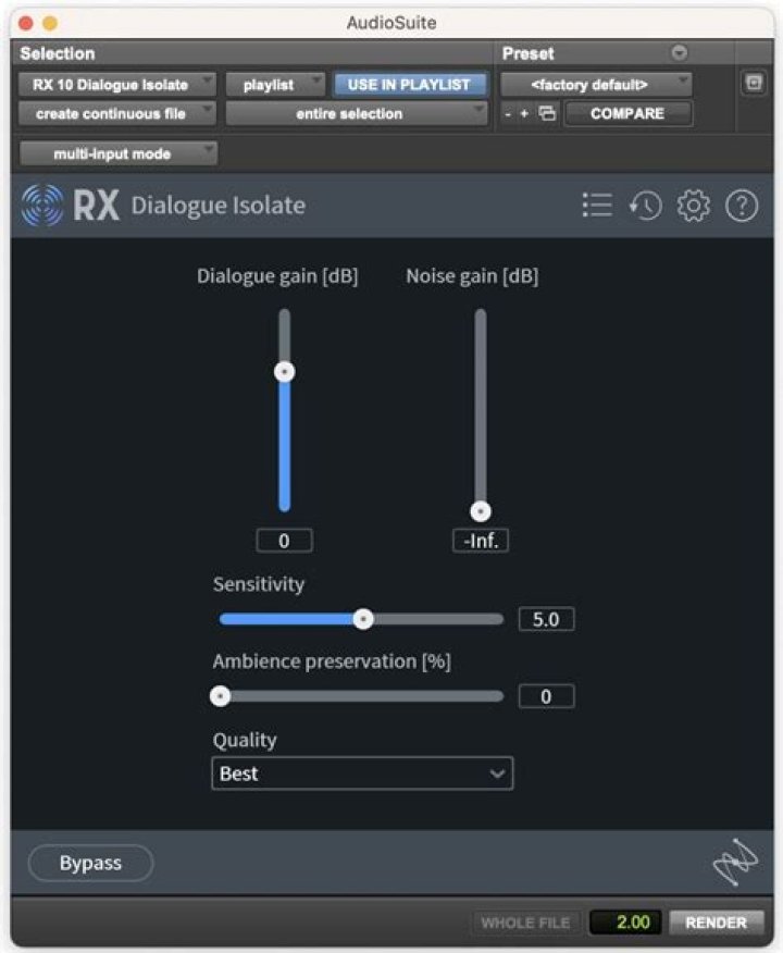 Dialogue Isolate - RX 9 Help
