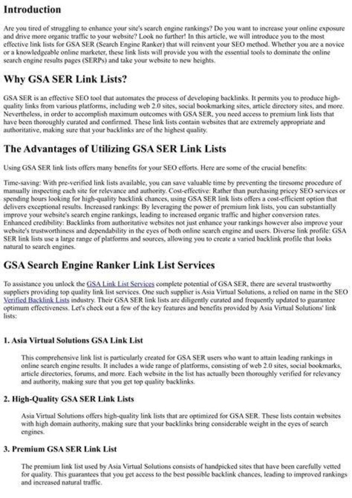 Discover the Most Effective Link Lists for GSA SER