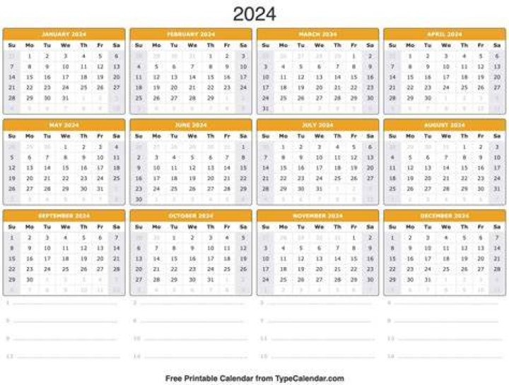 Download Free Printable 2024 calendar Template