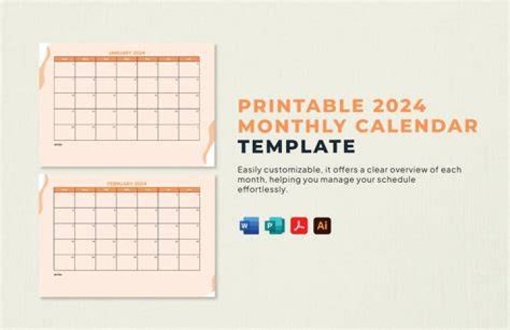 Download Free Printable Monthly Calendar 2024 Template
