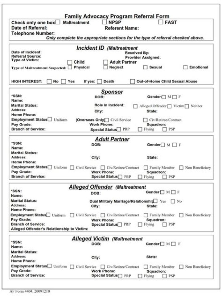 Family Graduated Fee and Family Advocacy claim forms