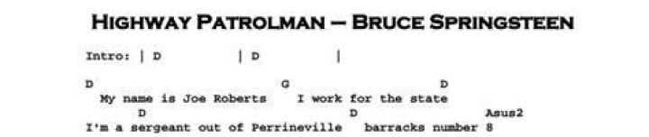 Highway Patrolman Chords from Nebraska by Bruce Springsteen