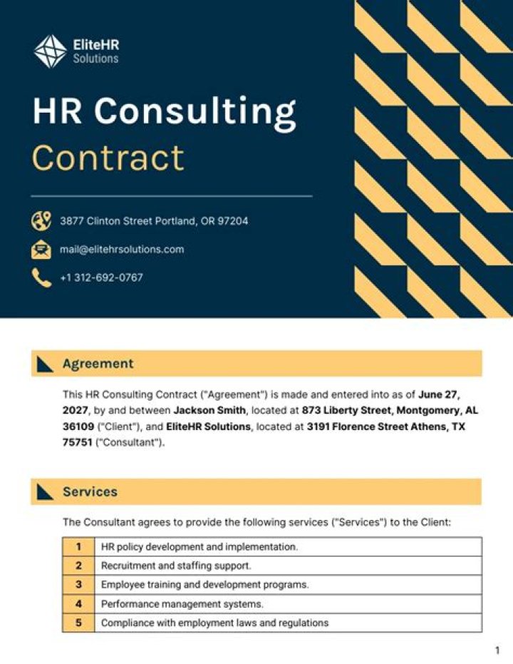 human resources consultant contract template - HR Consulting