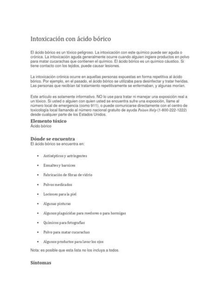 Intoxicación con ácido bórico