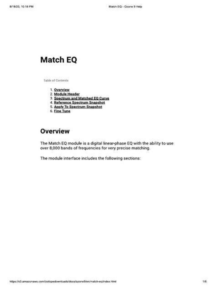 Match EQ - Ozone 9 Help
