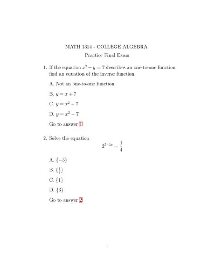 MATH 1314: College Algebra