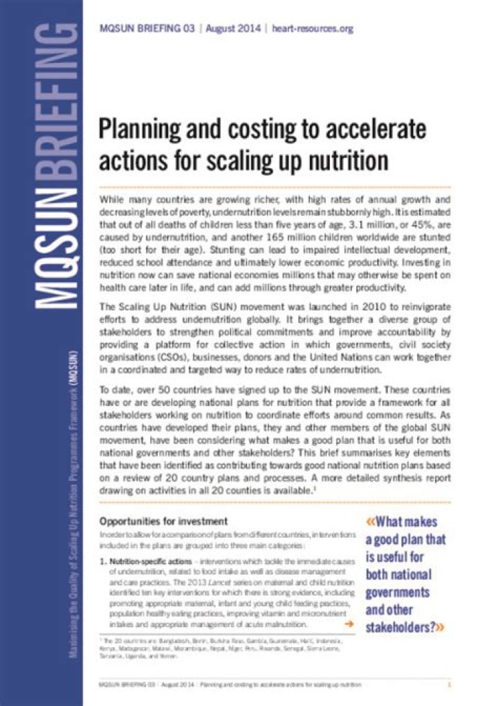 Maximising the Quality of Scaling up Nutrition Plus (MQSUN+)