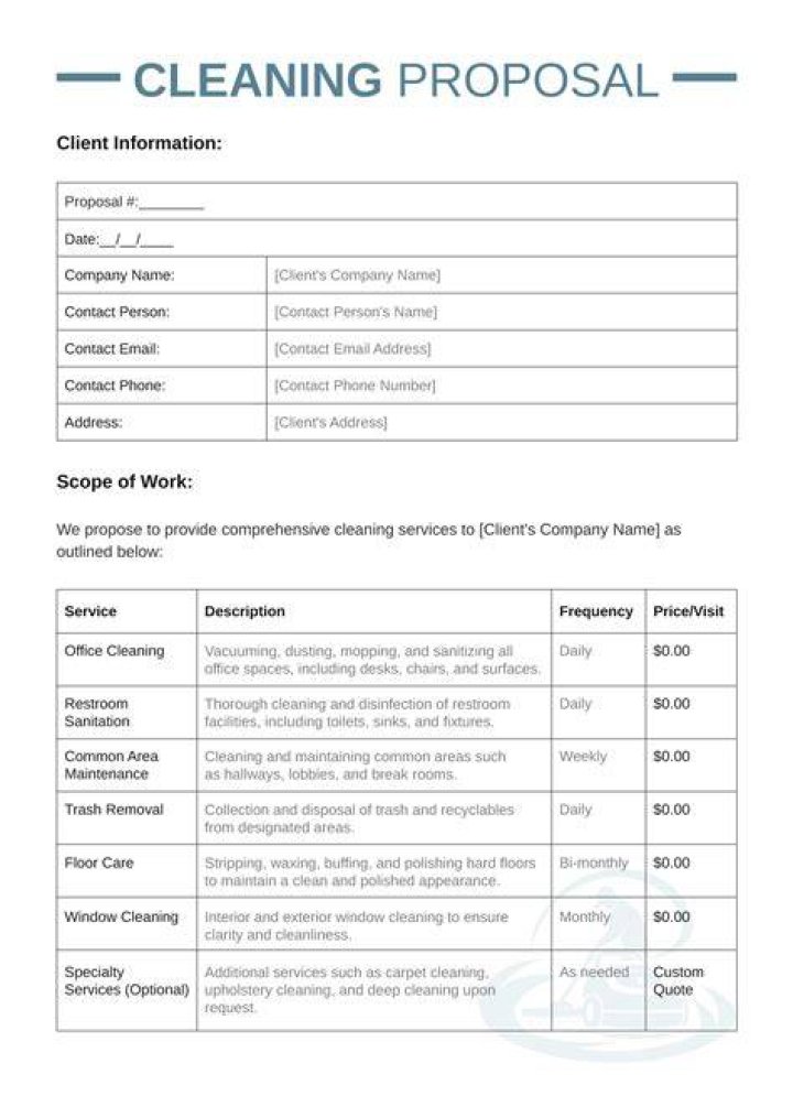 office cleaning bid proposal contract - Commercial Cleaning