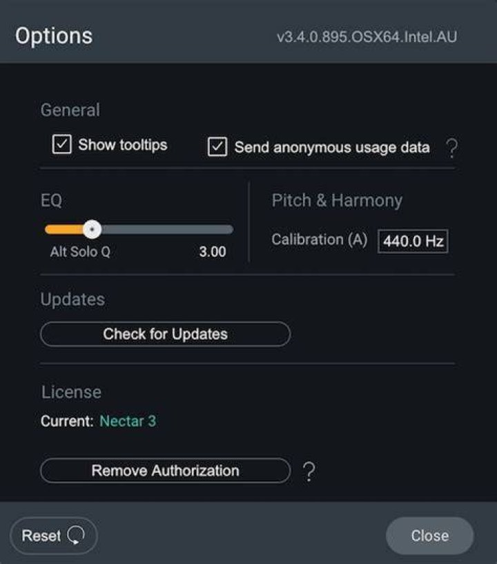 Options - Nectar 3 Help