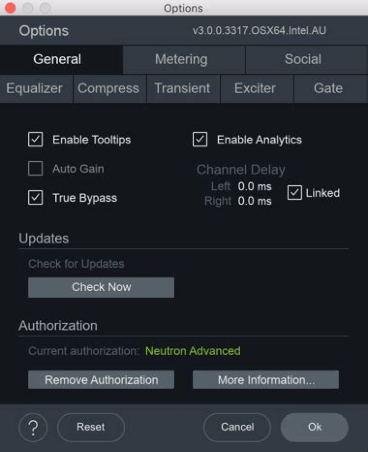 Options - Neutron 3 Help Documentation