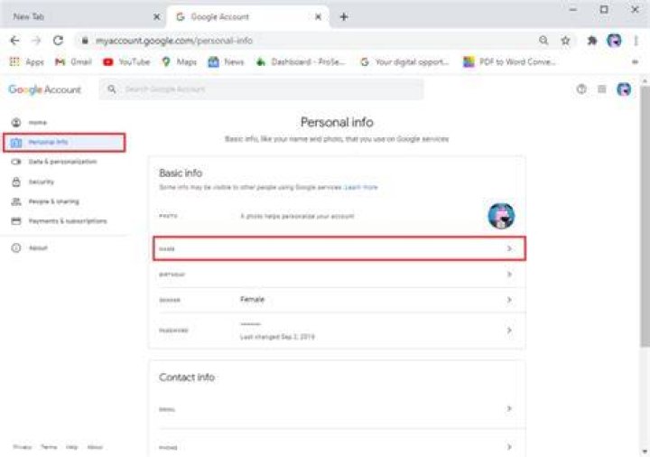 Personal Info Tab