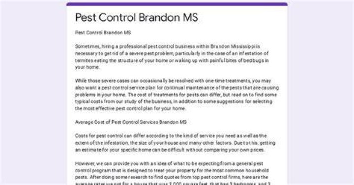 Pest Control Brandon MS