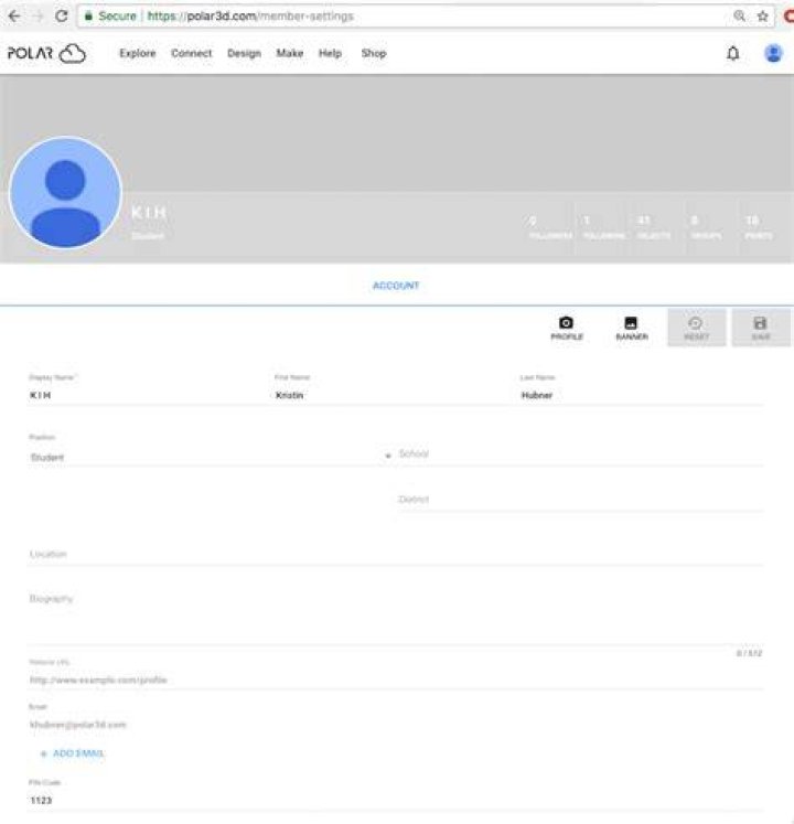 Polar Cloud account settings