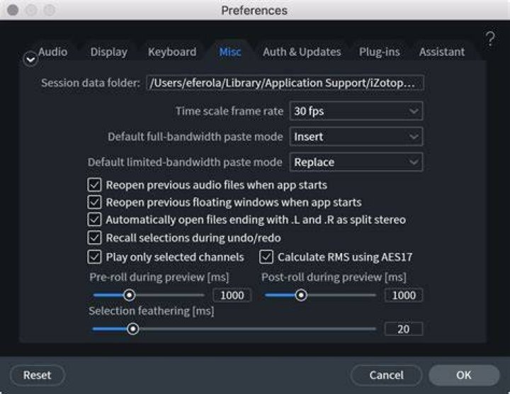 Preferences - RX 7 Help