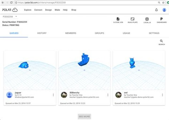 Print queues in the Polar Cloud
