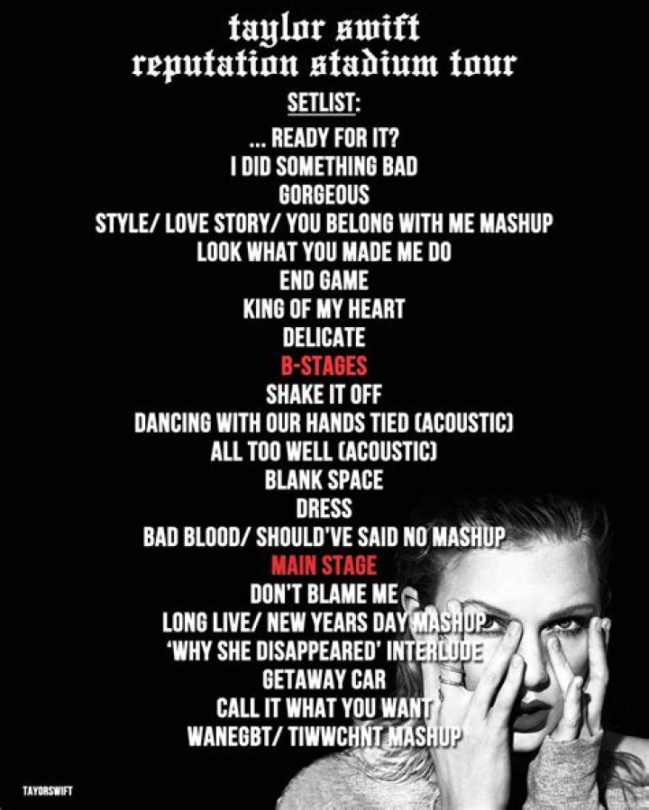 taylor swift reputation tour setlist