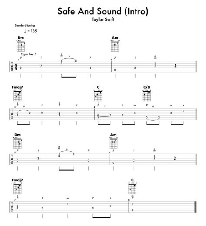 taylor swift safe and sound guitar chords
