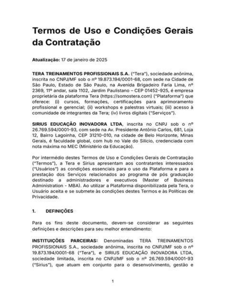 Termos de uso e condições gerais