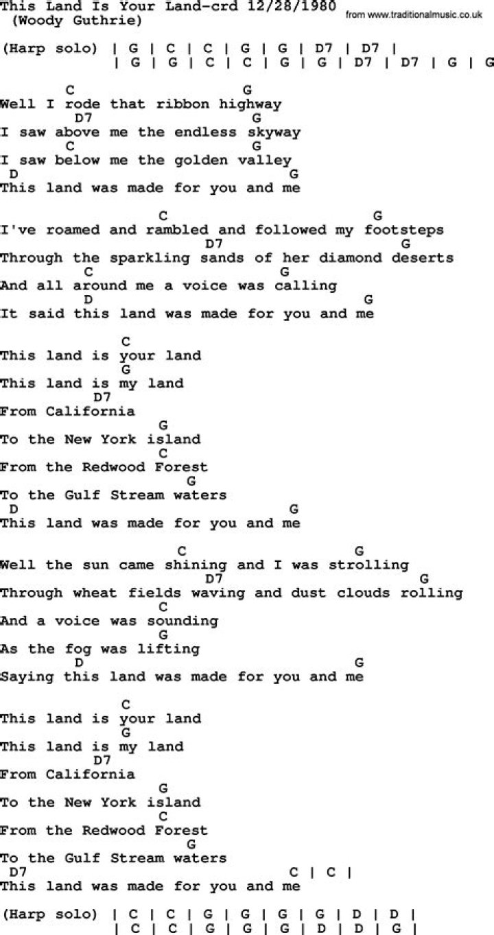 This Land Is Your Land Chords from Other Tracks by Bruce Springsteen