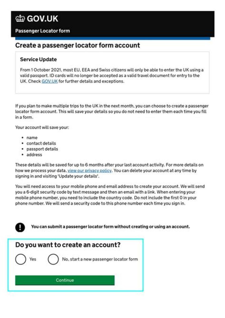 Travelling to the UK: passenger locator form summary