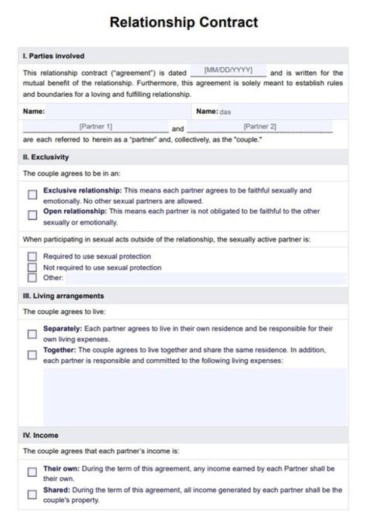 UNMARRIED COUPLES---relationship contracts
