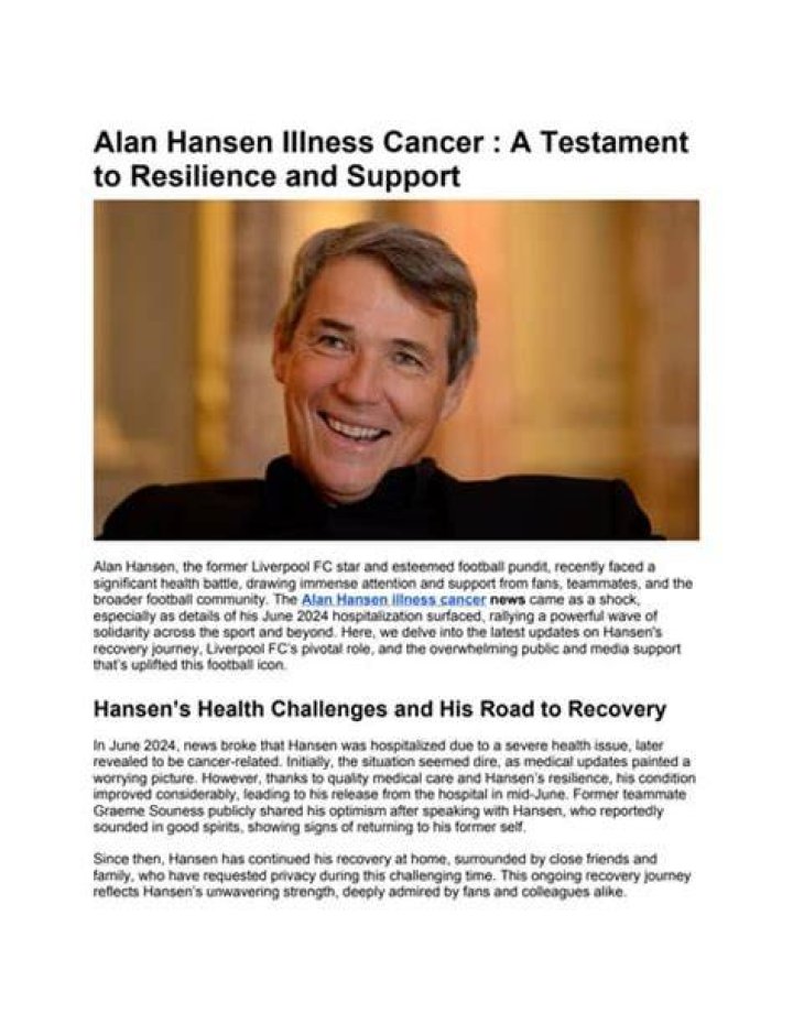 Unraveling Alan Hansen's Illness: Discoveries And Insights