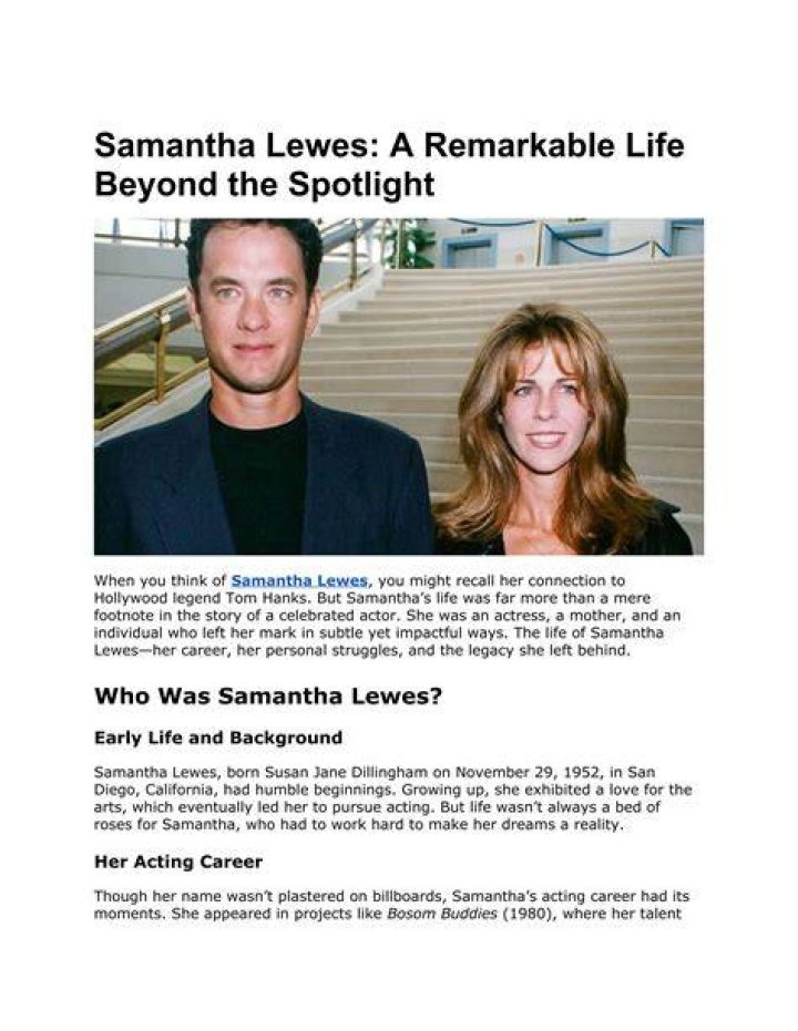 Unveiling The Life Of Samantha Lewes: A Journey Through Time